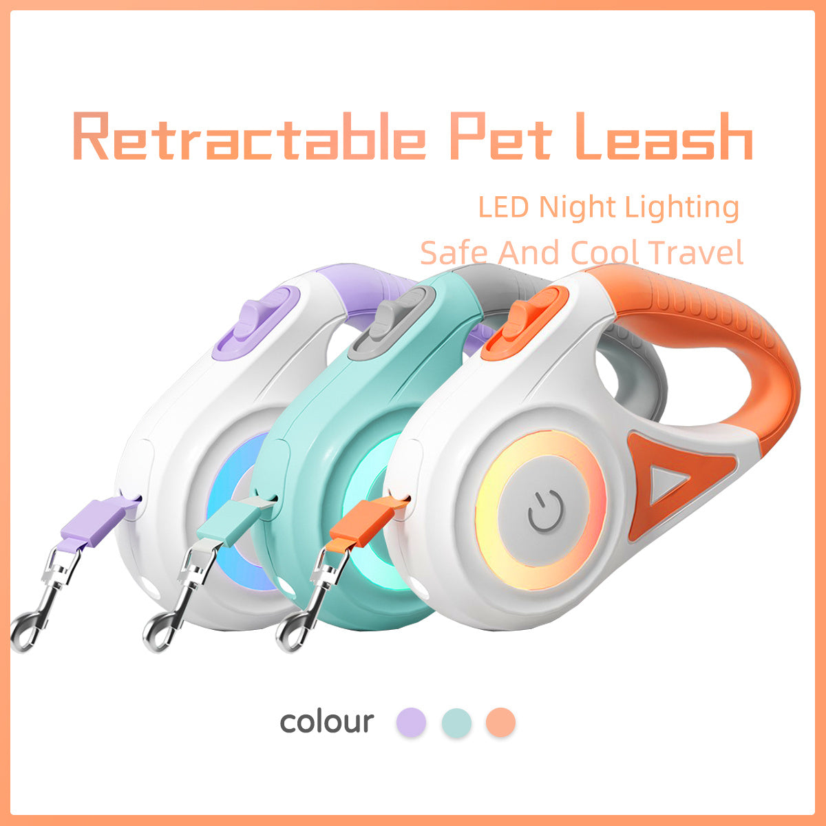 Dog Leash Retractable Leash And Dog Collar Spotlight Automatic